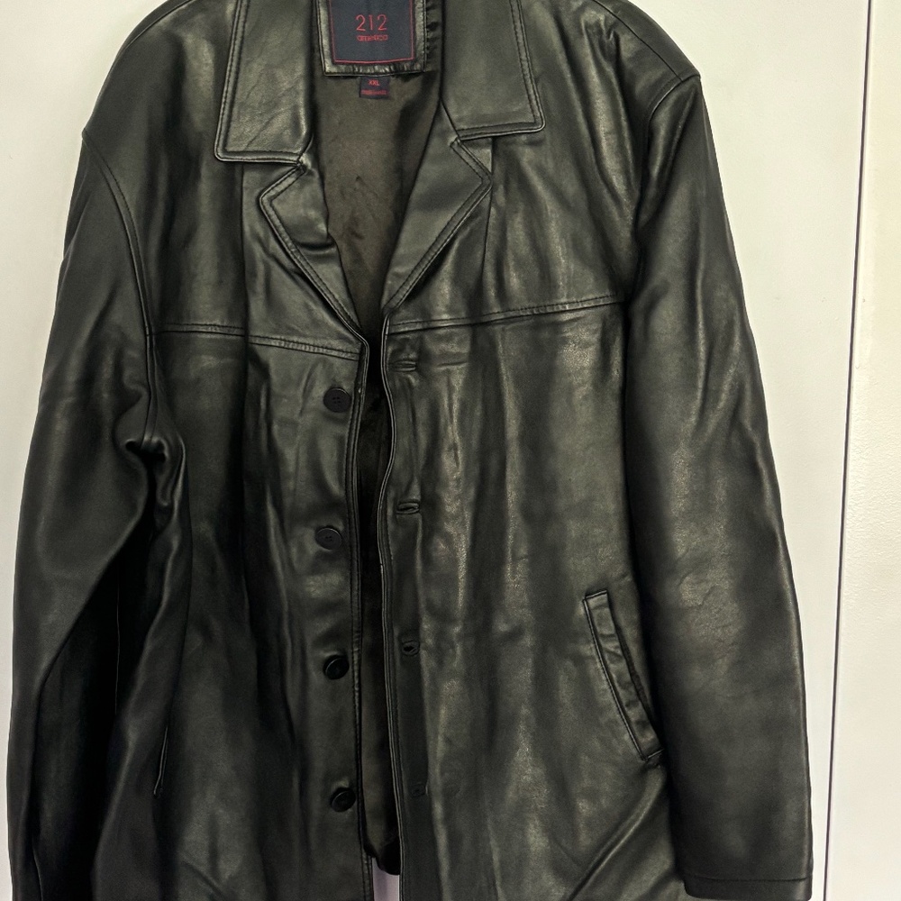 Vintage Men's Leather Jacket; Black; XXL size
